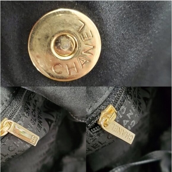 Authentic Chanel Large CC Satin Hobo Bag Black and Gold Chain - Picture 8 of 14